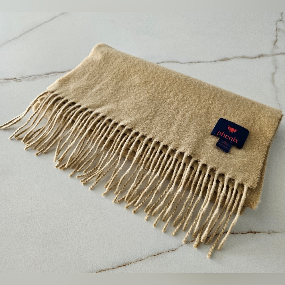 Phenix 100% Cashmere Camel Long Scarf Unisex
